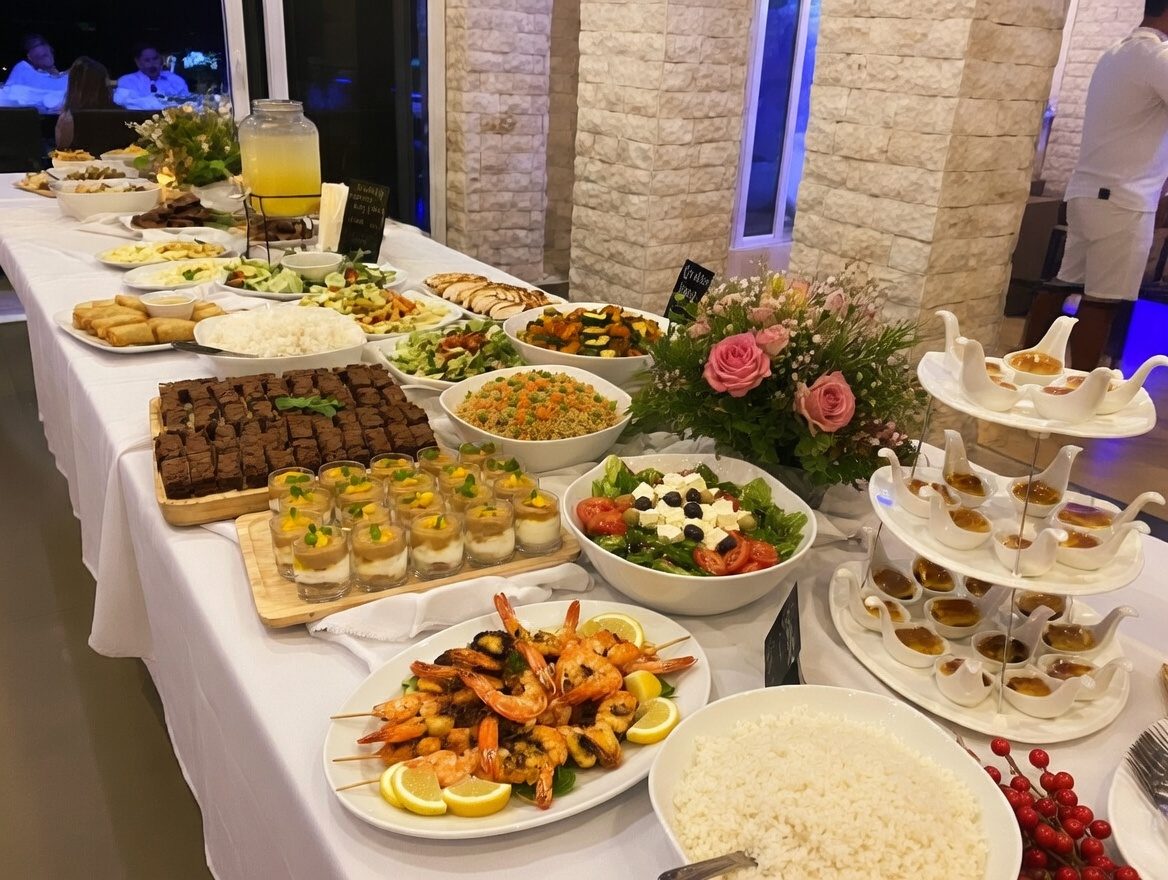 Buffet spread at the villa