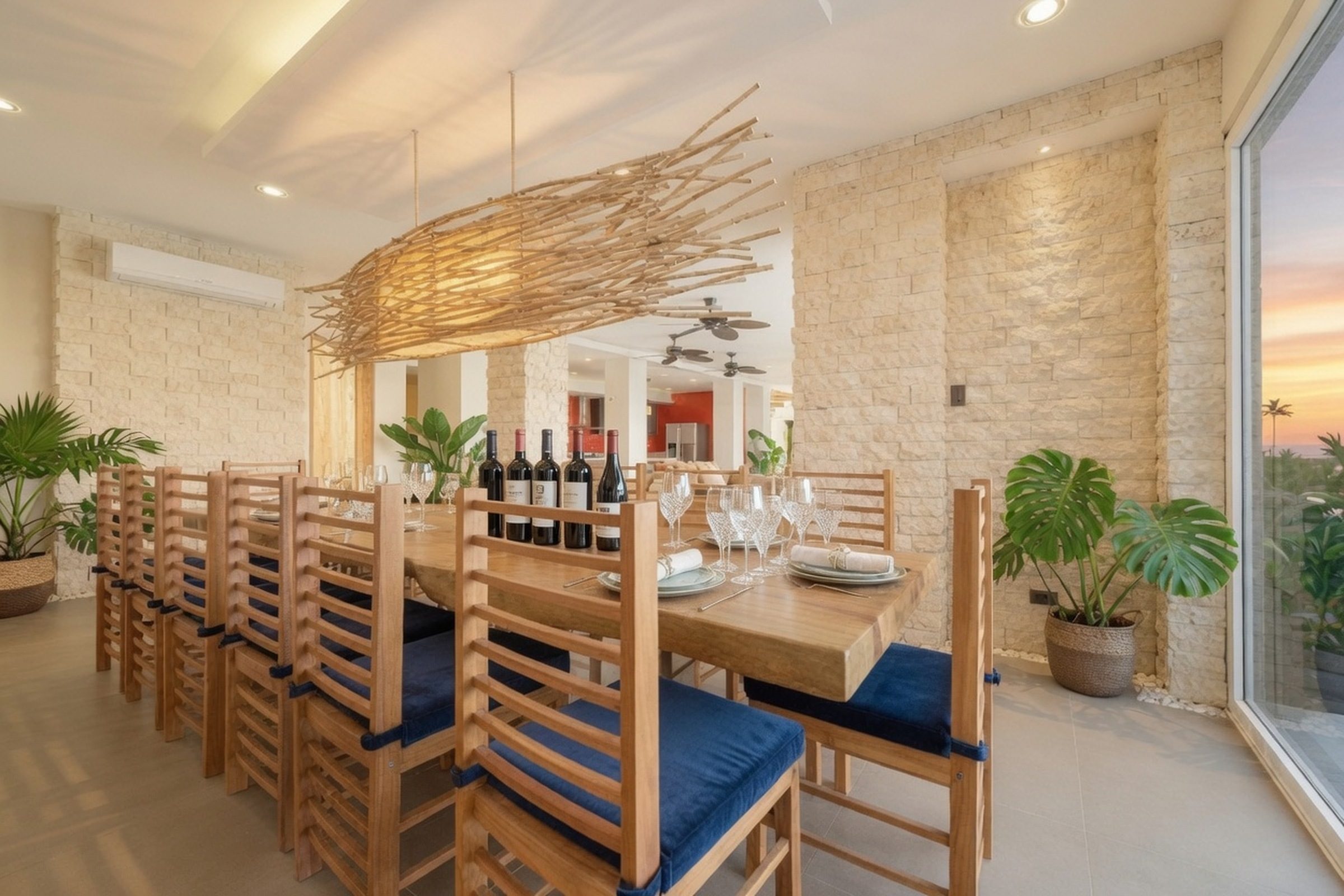 A long feast table at Caipirinha Villa